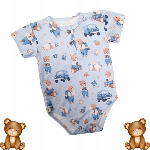 Body polo Mrofi chłopięcy ,,Bear Explorer'' bawełna kr.rękaw r.68 Body polo Mrofi chłopięcy ,,Bear Explorer'' bawełna kr.rękaw r.68