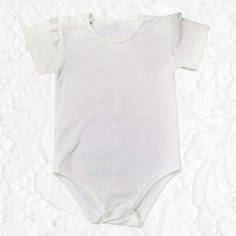 Body Mrofi dziewczęce ,,Aurelia'' białe Bawełna koronka kr.rękaw r.80 Body Mrofi dziewczęce ,,Aurelia'' białe Bawełna koronka kr.rękaw r.80