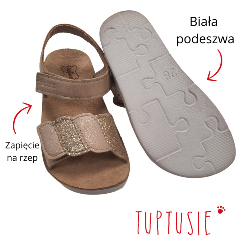 Sandałki Dziewczęce Befado wkładka skóra rzepa beż beżowe Sandałki Dziewczęce Befado wkładka skóra rzepa beż beżowe