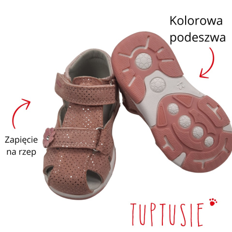 Sandałki Dziewczęce Befado wkładka skóra rzepa rożowe brakat Sandałki Dziewczęce Befado wkładka skóra rzepa rożowe brakat