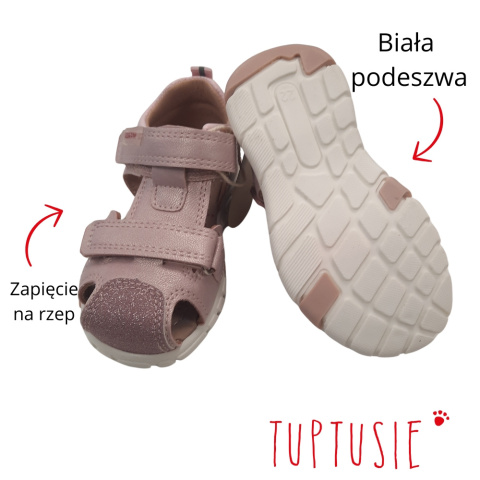 Sandałki Dziewczęce Befado wkładka skóra rzepa różowe perła brokat Sandałki Dziewczęce Befado wkładka skóra rzepa różowe perła brokat
