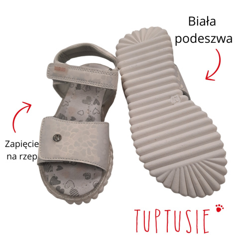 Sandałki dziewczęce Befado wkładka skóra rzepa białe perłowe Sandałki dziewczęce Befado wkładka skóra rzepa białe perłowe