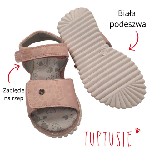 Sandałki dziewczęce Befado wkładka skóra rzepa różowe Sandałki dziewczęce Befado wkładka skóra rzepa różowe