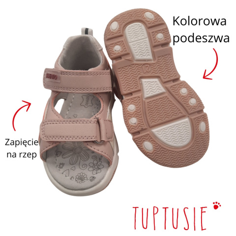 Sandałki dziewczęce Befado wkładka skóra rzepy różowe bez palców Sandałki dziewczęce Befado wkładka skóra rzepy różowe bez palców