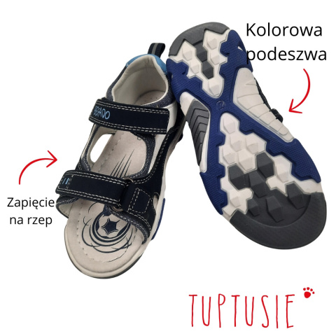 Sandałki Befado wkładka skóra rzepy granatowe niebieskie bez palców Sandałki Befado wkładka skóra rzepy granatowe niebieskie bez palców